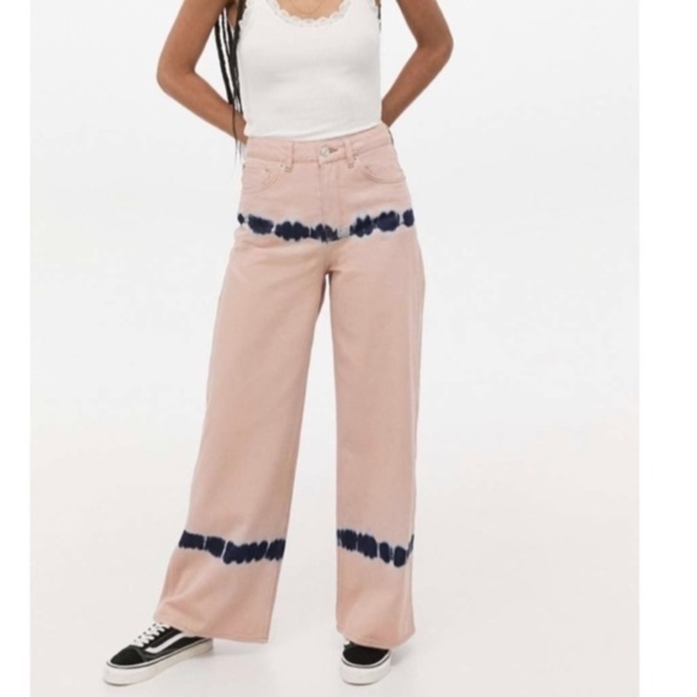Urban Outfitters BDG Pink Tie-Dye Puddle Jeans High Rise Slouchy Women's Size 32 - Picture 1 of 12